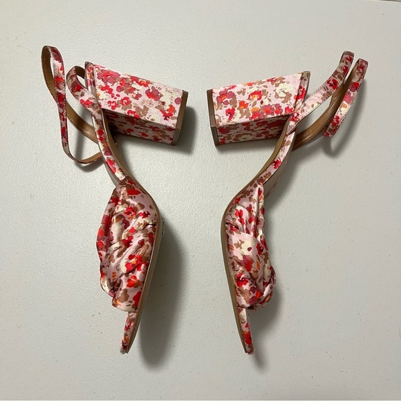 J. Crew Factory Printed Knotted Heeled Sandals Floral Ditsy Pink Size 12 - Picture 3 of 8